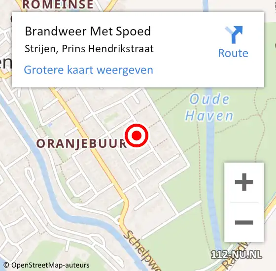 Locatie op kaart van de 112 melding: Brandweer Met Spoed Naar Strijen, Prins Hendrikstraat op 19 april 2024 15:04