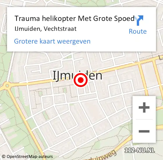 Locatie op kaart van de 112 melding: Trauma helikopter Met Grote Spoed Naar IJmuiden, Vechtstraat op 19 april 2024 15:13