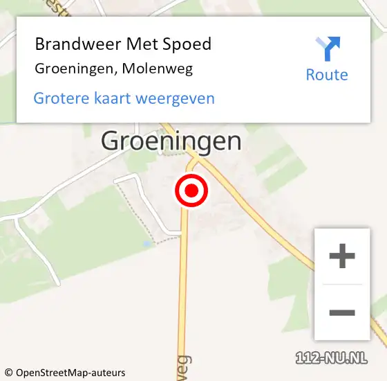 Locatie op kaart van de 112 melding: Brandweer Met Spoed Naar Groeningen, Molenweg op 19 april 2024 15:15