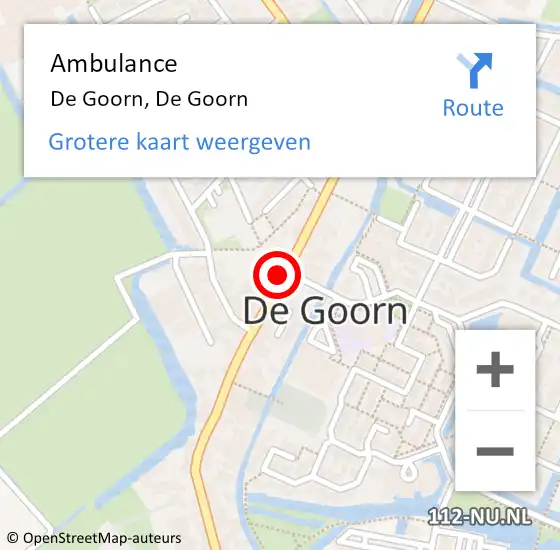 Locatie op kaart van de 112 melding: Ambulance De Goorn, De Goorn op 19 april 2024 15:22