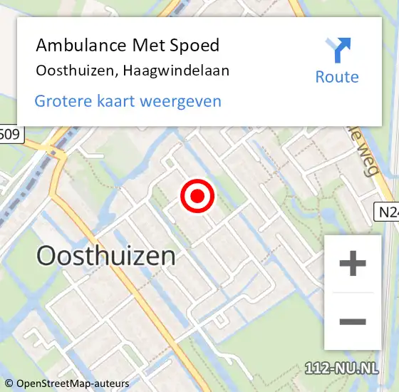 Locatie op kaart van de 112 melding: Ambulance Met Spoed Naar Oosthuizen, Haagwindelaan op 19 april 2024 15:29