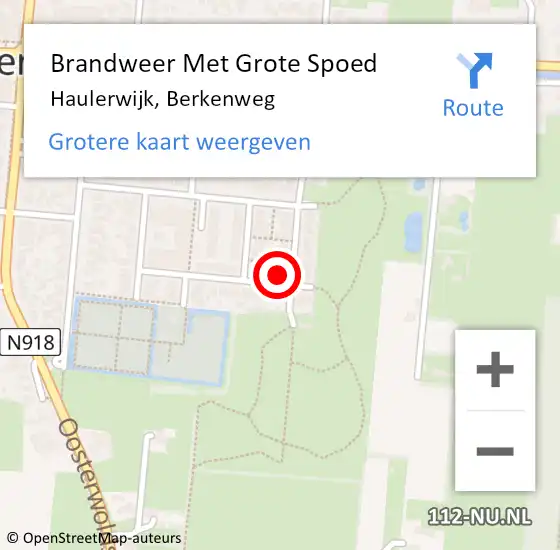 Locatie op kaart van de 112 melding: Brandweer Met Grote Spoed Naar Haulerwijk, Berkenweg op 19 april 2024 15:31