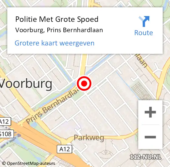 Locatie op kaart van de 112 melding: Politie Met Grote Spoed Naar Voorburg, Prins Bernhardlaan op 19 april 2024 15:32