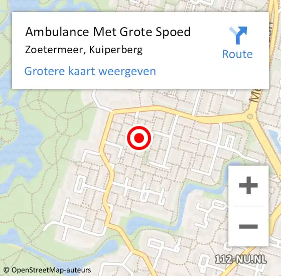 Locatie op kaart van de 112 melding: Ambulance Met Grote Spoed Naar Zoetermeer, Kuiperberg op 19 april 2024 15:38