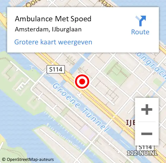 Locatie op kaart van de 112 melding: Ambulance Met Spoed Naar Amsterdam, IJburglaan op 19 april 2024 15:39