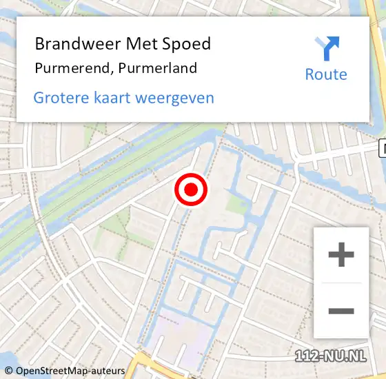 Locatie op kaart van de 112 melding: Brandweer Met Spoed Naar Purmerend, Purmerland op 19 april 2024 15:50