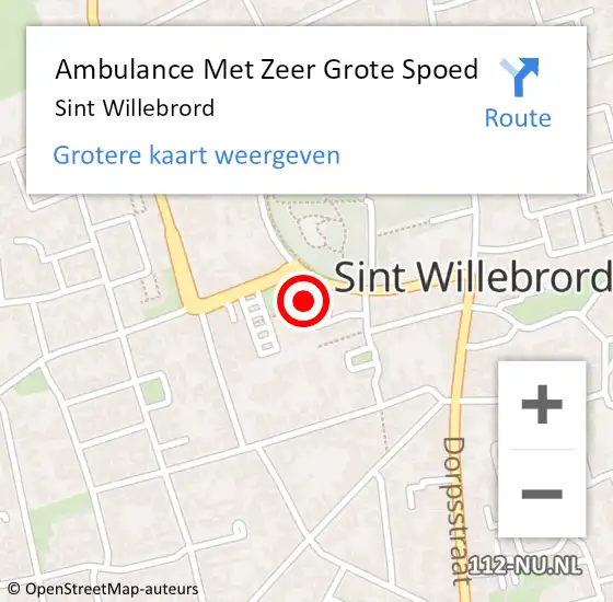 Locatie op kaart van de 112 melding: Ambulance Met Zeer Grote Spoed Naar Sint Willebrord op 19 april 2024 15:51