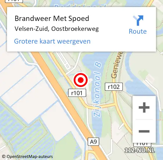 Locatie op kaart van de 112 melding: Brandweer Met Spoed Naar Velsen-Zuid, Oostbroekerweg op 19 april 2024 15:54