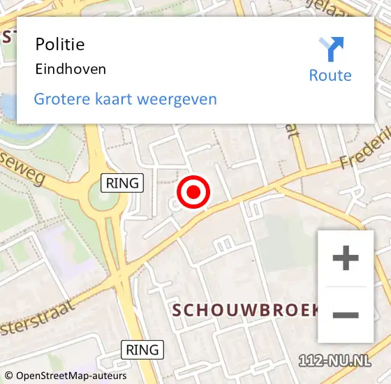 Locatie op kaart van de 112 melding: Politie Eindhoven op 19 april 2024 15:59