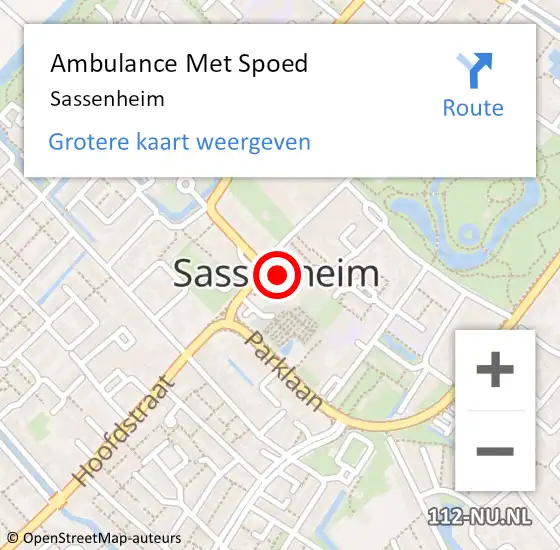 Locatie op kaart van de 112 melding: Ambulance Met Spoed Naar Sassenheim op 19 april 2024 16:09
