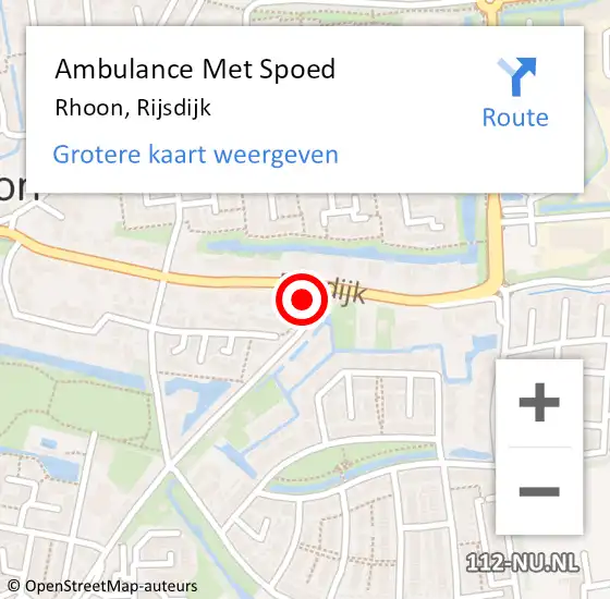 Locatie op kaart van de 112 melding: Ambulance Met Spoed Naar Rhoon, Rijsdijk op 19 april 2024 16:22
