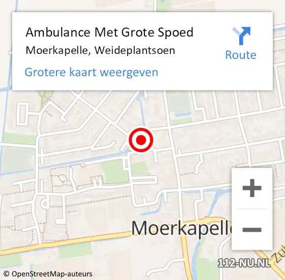 Locatie op kaart van de 112 melding: Ambulance Met Grote Spoed Naar Moerkapelle, Weideplantsoen op 19 april 2024 16:23