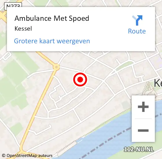 Locatie op kaart van de 112 melding: Ambulance Met Spoed Naar Kessel op 19 april 2024 16:31