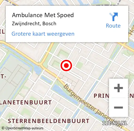 Locatie op kaart van de 112 melding: Ambulance Met Spoed Naar Zwijndrecht, Bosch op 19 april 2024 16:38