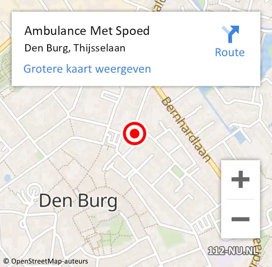 Locatie op kaart van de 112 melding: Ambulance Met Spoed Naar Den Burg, Thijsselaan op 19 april 2024 17:02