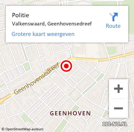 Locatie op kaart van de 112 melding: Politie Valkenswaard, Geenhovensedreef op 19 april 2024 17:06
