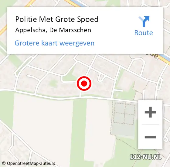 Locatie op kaart van de 112 melding: Politie Met Grote Spoed Naar Appelscha, De Marsschen op 19 april 2024 17:07