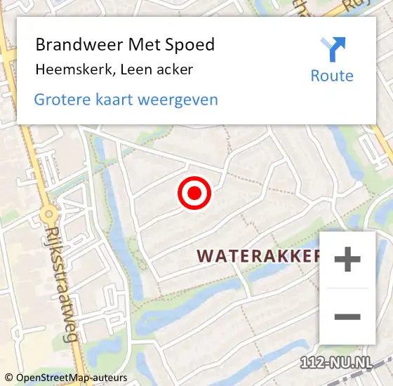 Locatie op kaart van de 112 melding: Brandweer Met Spoed Naar Heemskerk, Leen acker op 19 april 2024 17:09