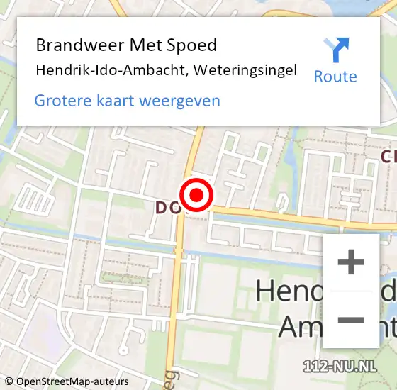 Locatie op kaart van de 112 melding: Brandweer Met Spoed Naar Hendrik-Ido-Ambacht, Weteringsingel op 19 april 2024 17:09
