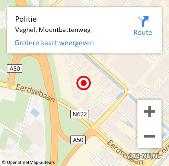 Locatie op kaart van de 112 melding: Politie Veghel, Mountbattenweg op 19 april 2024 17:34