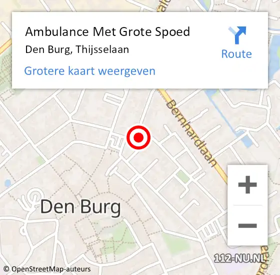 Locatie op kaart van de 112 melding: Ambulance Met Grote Spoed Naar Den Burg, Thijsselaan op 19 april 2024 17:46