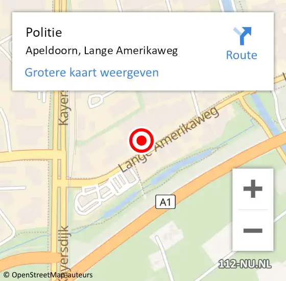 Locatie op kaart van de 112 melding: Politie Apeldoorn, Lange Amerikaweg op 19 april 2024 17:52