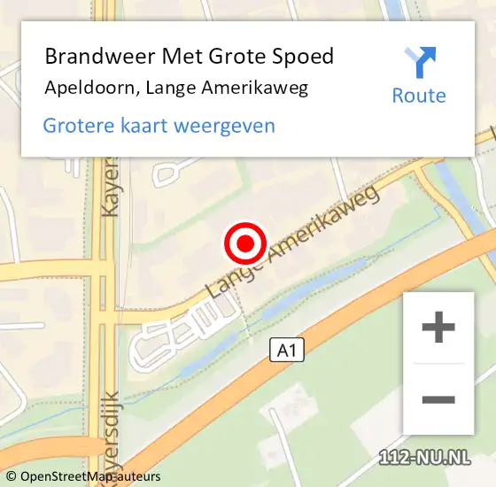 Locatie op kaart van de 112 melding: Brandweer Met Grote Spoed Naar Apeldoorn, Lange Amerikaweg op 19 april 2024 17:53