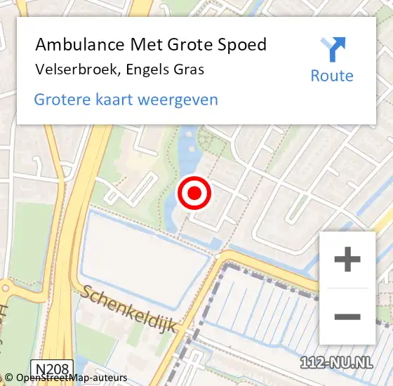 Locatie op kaart van de 112 melding: Ambulance Met Grote Spoed Naar Velserbroek, Engels Gras op 19 april 2024 17:58