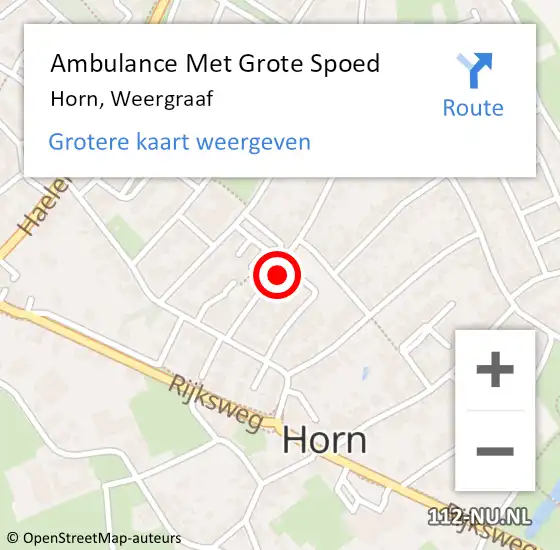 Locatie op kaart van de 112 melding: Ambulance Met Grote Spoed Naar Horn, Weergraaf op 19 april 2024 18:09