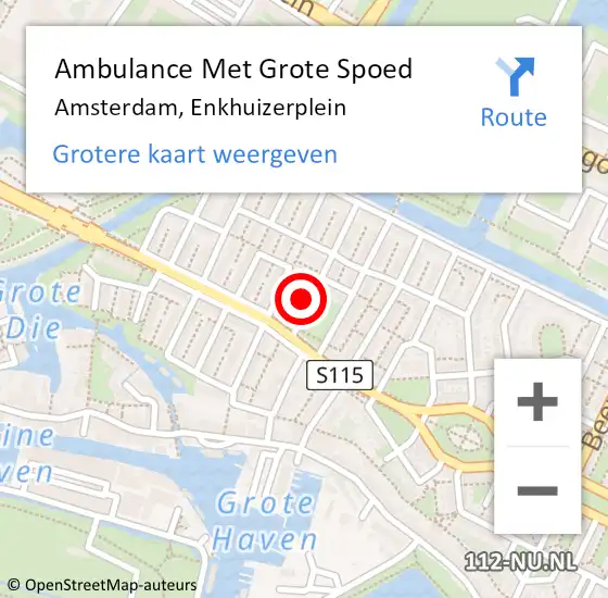 Locatie op kaart van de 112 melding: Ambulance Met Grote Spoed Naar Amsterdam, Enkhuizerplein op 19 april 2024 18:17