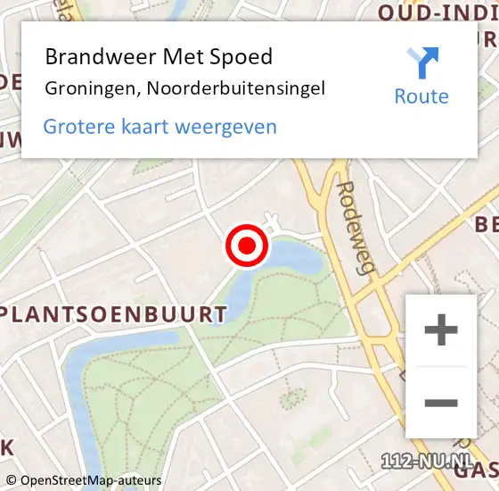 Locatie op kaart van de 112 melding: Brandweer Met Spoed Naar Groningen, Noorderbuitensingel op 19 april 2024 18:33