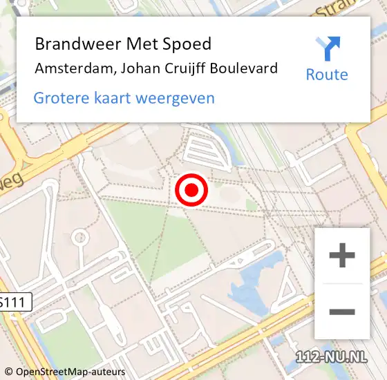 Locatie op kaart van de 112 melding: Brandweer Met Spoed Naar Amsterdam, Johan Cruijff Boulevard op 19 april 2024 18:34