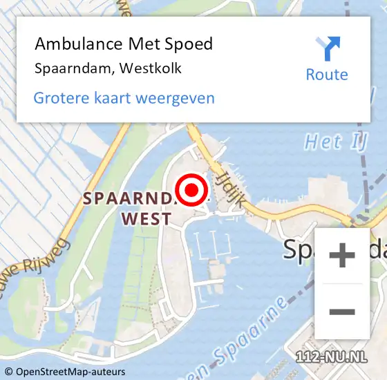 Locatie op kaart van de 112 melding: Ambulance Met Spoed Naar Spaarndam, Westkolk op 19 april 2024 18:40