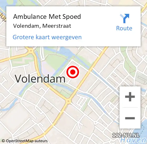 Locatie op kaart van de 112 melding: Ambulance Met Spoed Naar Volendam, Meerstraat op 19 april 2024 18:43