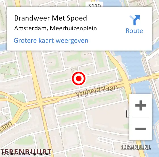Locatie op kaart van de 112 melding: Brandweer Met Spoed Naar Amsterdam, Meerhuizenplein op 19 april 2024 18:52