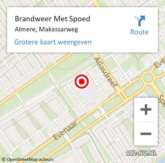 Locatie op kaart van de 112 melding: Brandweer Met Spoed Naar Almere, Makassarweg op 19 april 2024 18:54