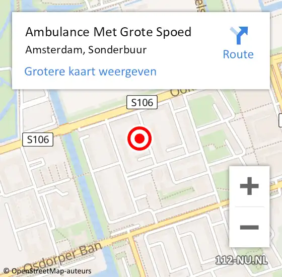 Locatie op kaart van de 112 melding: Ambulance Met Grote Spoed Naar Amsterdam, Sonderbuur op 19 april 2024 19:10