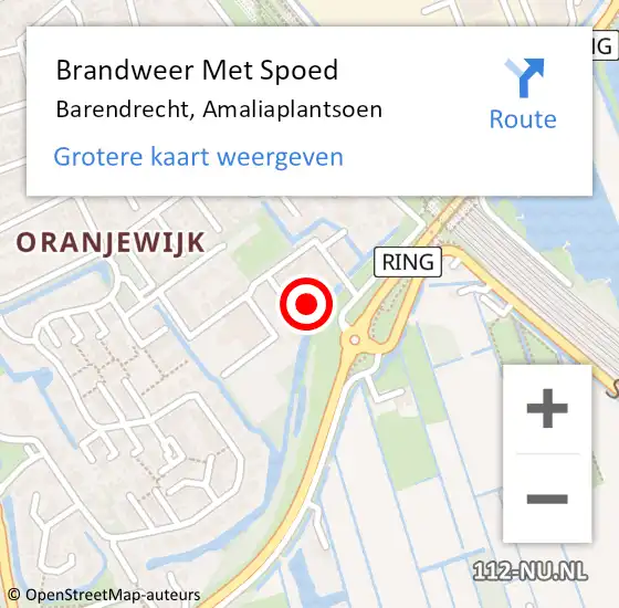 Locatie op kaart van de 112 melding: Brandweer Met Spoed Naar Barendrecht, Amaliaplantsoen op 19 april 2024 19:31