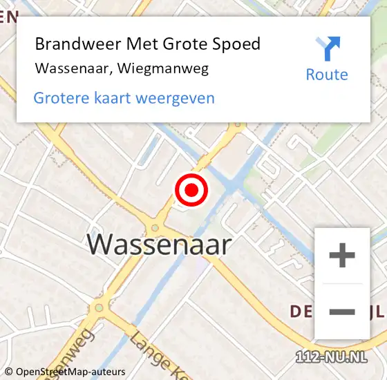 Locatie op kaart van de 112 melding: Brandweer Met Grote Spoed Naar Wassenaar, Wiegmanweg op 19 april 2024 19:50