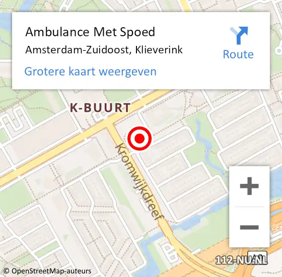 Locatie op kaart van de 112 melding: Ambulance Met Spoed Naar Amsterdam, Klieverink op 19 april 2024 19:53