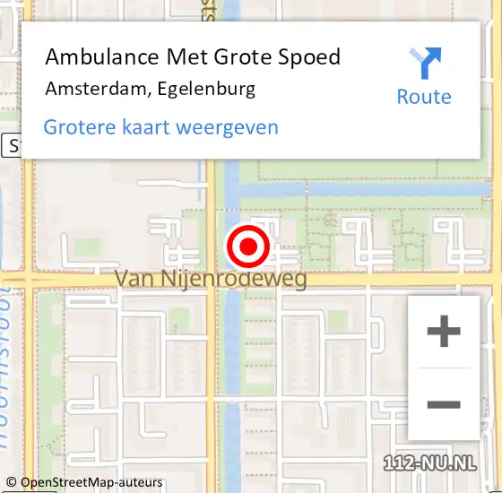 Locatie op kaart van de 112 melding: Ambulance Met Grote Spoed Naar Amsterdam, Egelenburg op 19 april 2024 19:53