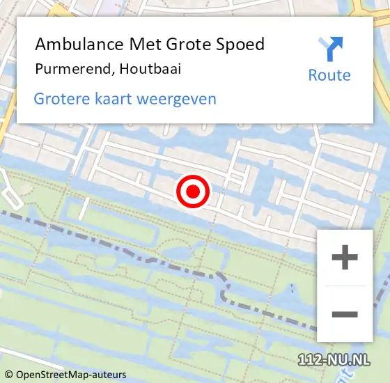 Locatie op kaart van de 112 melding: Ambulance Met Grote Spoed Naar Purmerend, Houtbaai op 19 april 2024 20:03