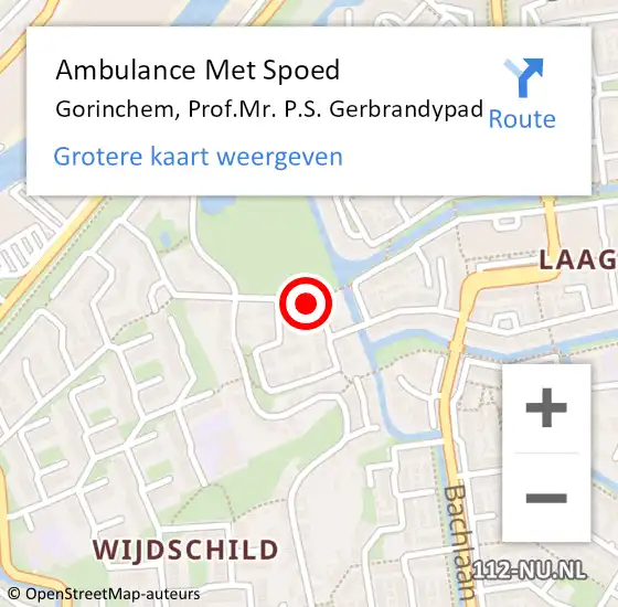 Locatie op kaart van de 112 melding: Ambulance Met Spoed Naar Gorinchem, Prof.Mr. P.S. Gerbrandypad op 19 april 2024 20:13
