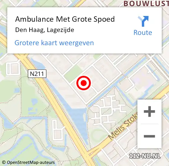 Locatie op kaart van de 112 melding: Ambulance Met Grote Spoed Naar Den Haag, Lagezijde op 19 april 2024 20:16