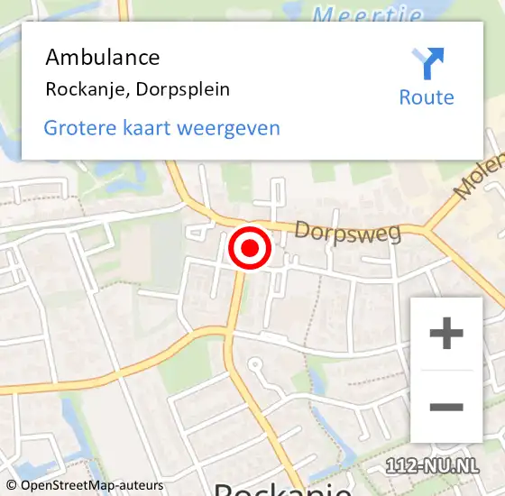 Locatie op kaart van de 112 melding: Ambulance Rockanje, Dorpsplein op 19 april 2024 20:20