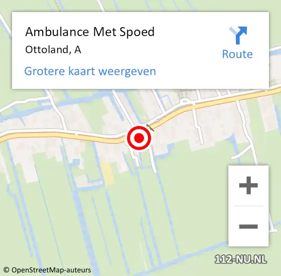 Locatie op kaart van de 112 melding: Ambulance Met Spoed Naar Ottoland, A op 19 april 2024 20:25