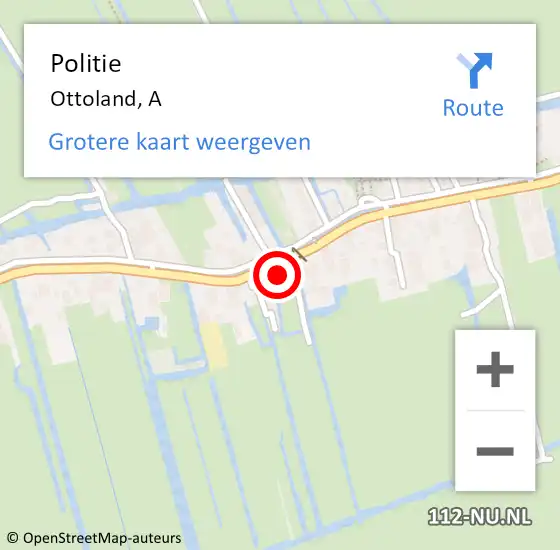 Locatie op kaart van de 112 melding: Politie Ottoland, A op 19 april 2024 20:26