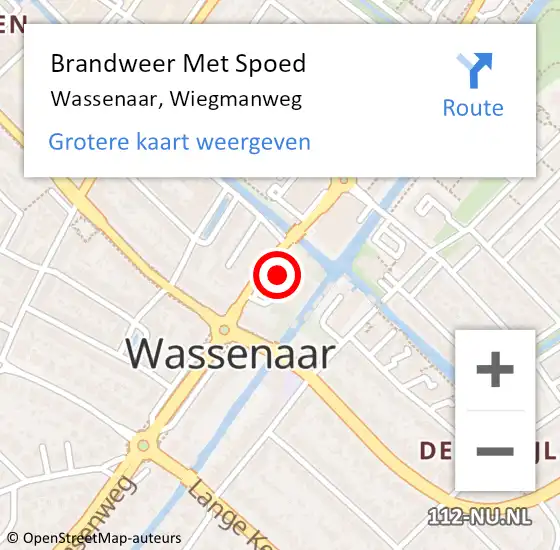 Locatie op kaart van de 112 melding: Brandweer Met Spoed Naar Wassenaar, Wiegmanweg op 19 april 2024 20:44