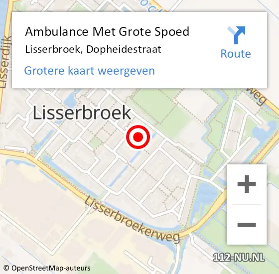 Locatie op kaart van de 112 melding: Ambulance Met Grote Spoed Naar Lisserbroek, Dopheidestraat op 19 april 2024 21:02