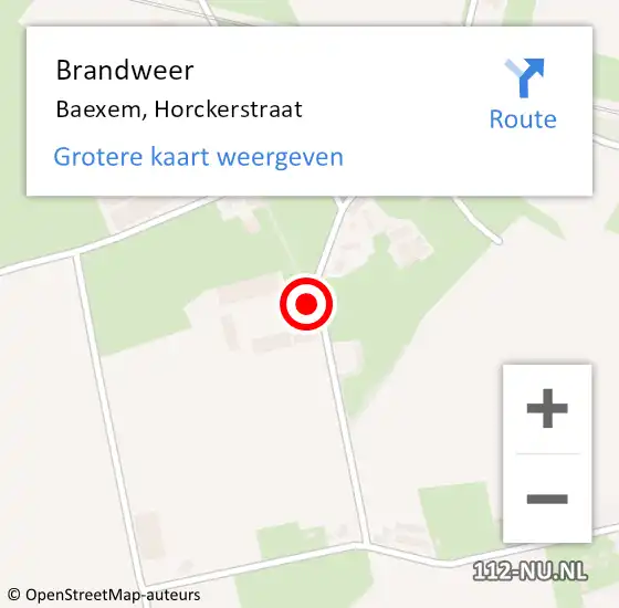 Locatie op kaart van de 112 melding: Brandweer Baexem, Horckerstraat op 19 april 2024 21:12